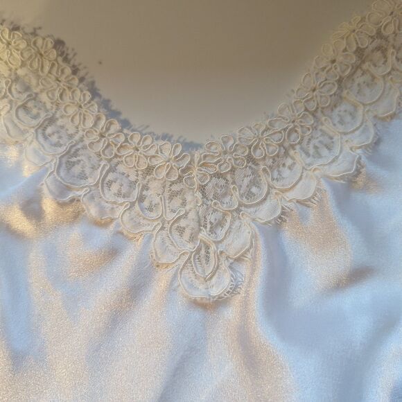 Vintage VAL MODE Slip Dress Womens 12 Satin Floral Lace Bridal Lingerie - Picture 6 of 8